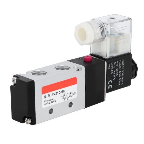electrovanne pneumatique en alliage d'aluminium a 2 positions et 5 voies, equipement de tuyauterie pneumatique (220 V)