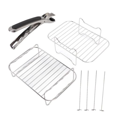 Support de friteuse en acier inoxydable pour brochettes, support de cuisson a la vapeur avec clip anti-brulure pour NINJA FOOD 8QT