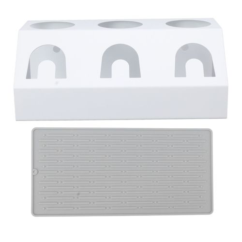 Support pour bouteille de soda a 3 trous, egouttoir pour bouteille de soda, accessoires pour soda avec coussinet en silicone, blanc