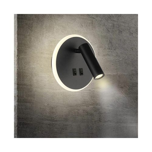 Applique Led Noire Polyvalente - Lampe De Chevet 12 W Avec Bras Flexible Et Deux Interrupteurs Pour La Lecture Et L'éclairage D'ambiance