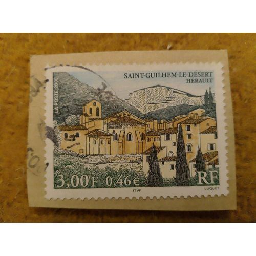 Timbre Oblitéré Rf 3,00 Saint Guilhem Le Désert Hérault Coloré.