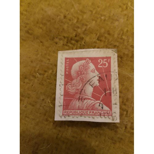 Timbre Oblitéré République Française 25f Marianne Rouge.