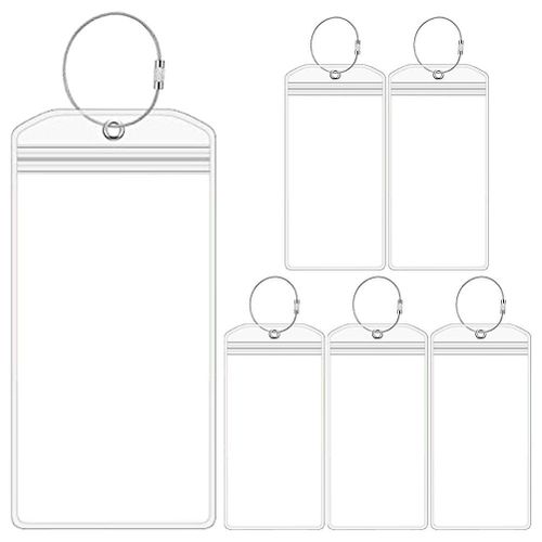 Lot de 6 étiquettes de bagages durables avec carte d'identité - Étiquettes de voyage élégantes pour valises, sacs à dos et plus encore