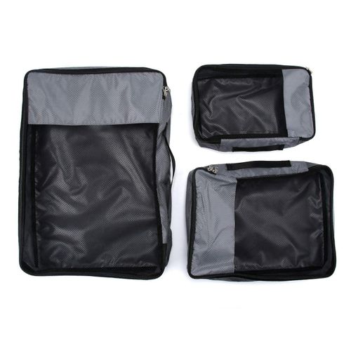 Sac de rangement gris durable pour valises - Rangement portable pour vêtements, maquillage, chaussures et essentiels de voyage