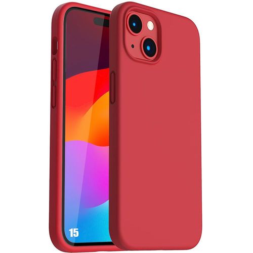 Coque Pour Iphone 15 Silicone Liquide Rouge Mat Protection Ultra Slim Souple Anti-Rayures