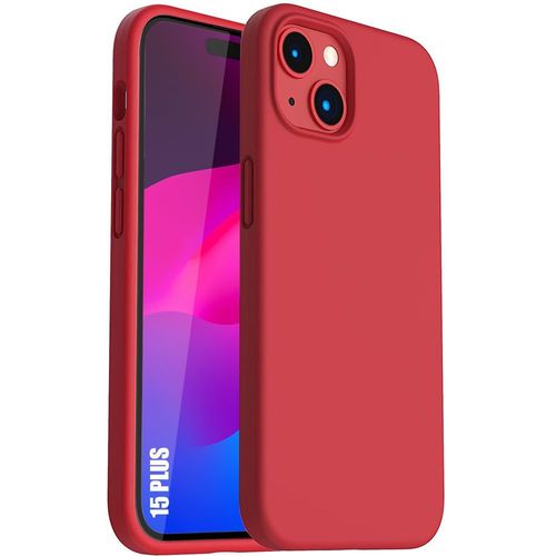 Coque Pour Iphone 15 Plus, Protection Silicone Liquide Rouge Antichoc Anti-Rayures