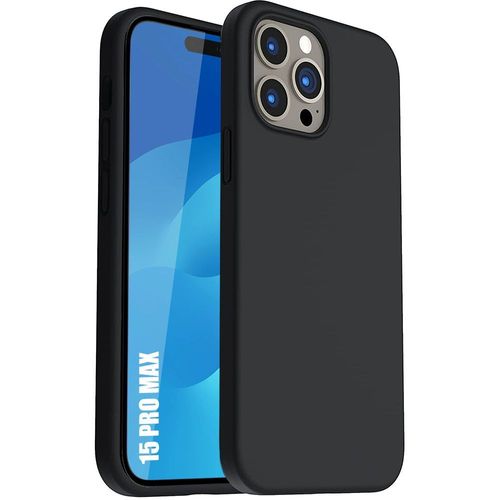 Coque Silicone Pour Iphone 15 Pro Max, Protection Antichoc Antç-Rayures Ultra Mince - Effet Mat Noir