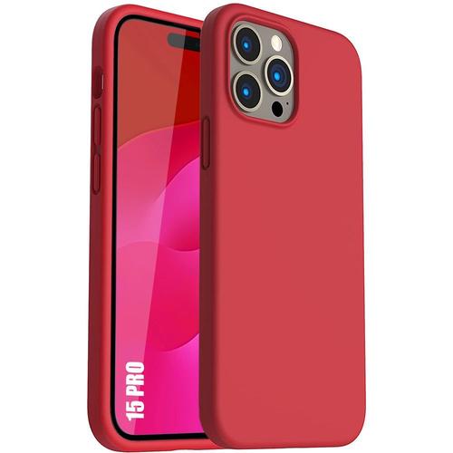 Coque Silicone Pour Iphone 15 Pro - Protection Souple Ultra Slim Anti-Rayures Rouge