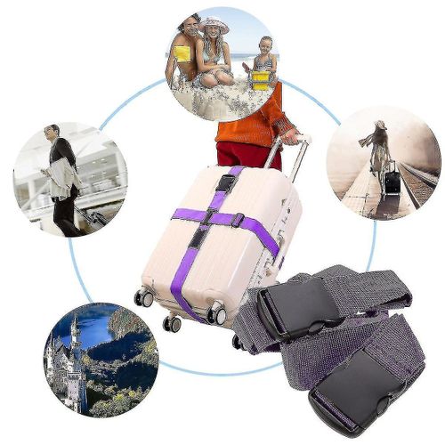 Sangles de bagages robustes en croix violette ¿ Ceinture d'emballage robuste pour valises, boîtes à outils et sacs à dos