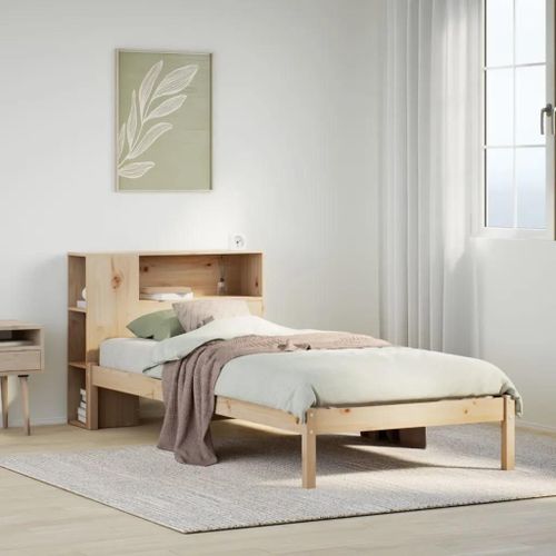 Lit Bibliothèque Sans Matelas 100x200 Cm Bois Massif De Pin