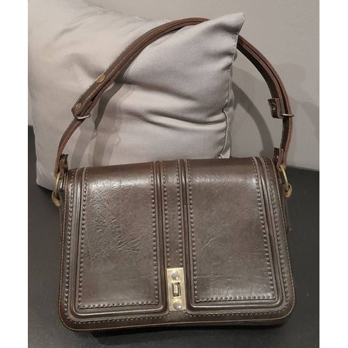 SAC À MAIN CUIR MARRON VINTAGE