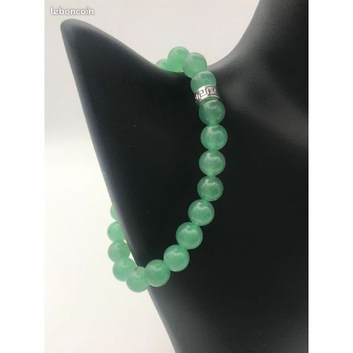 Bracelet En Aventurine Verte, 23 Perles 100% Naturelles Et Véritables De 8mm, Taille 16,5 (Pour Les Petits Poignets)