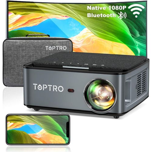 ChenQuanSarl-Vidéoprojecteur Wifi Bluetooth Full Hd 1080P 8500 Lumens 5G Projecteur Portable Supporte 4K Rétroprojecteur Compatible Iphone Android Téléphone,Ppt Présentation (Gris Argent) (Argenté)