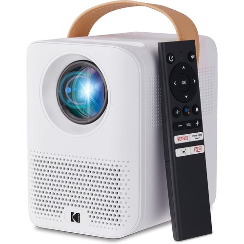 ChenQuanSarl-Projecteur Intelligent Flik Hd9 | Mini Film Portable Intérieur Et Extérieur Blanc Avec Applications De Streaming Android Tv Wi-Fi Et Bluetooth, Haut-Parleurs Intégrés
