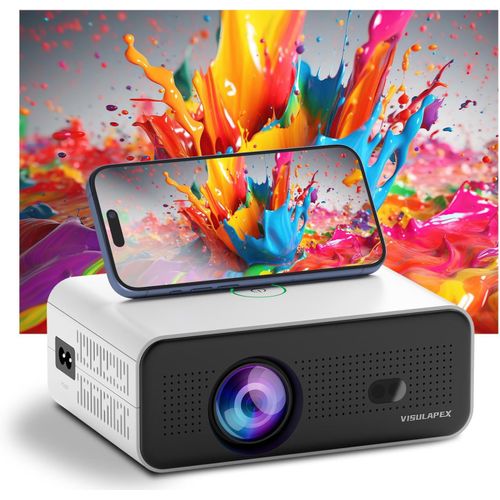 ChenQuanSarl-[App Intégrée] Mini Projecteur Avec Android 11 V12Pro Blanc Videoprojecteur 4K Supporté, 12000L Wifi 6 Bluetooth 5.2 Retroprojecteur Portable Compatible Avec Ios/Android/Pc/Ps5/Tv Stick