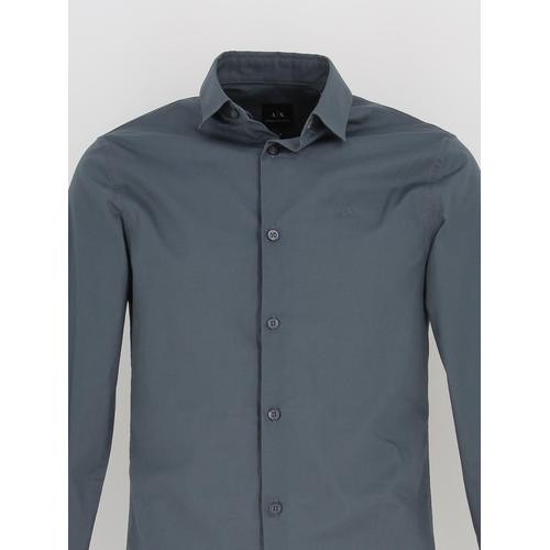 Chemise Manches Longues Armani Exchange Shirt Dark Slate Gris Anthracite Foncé