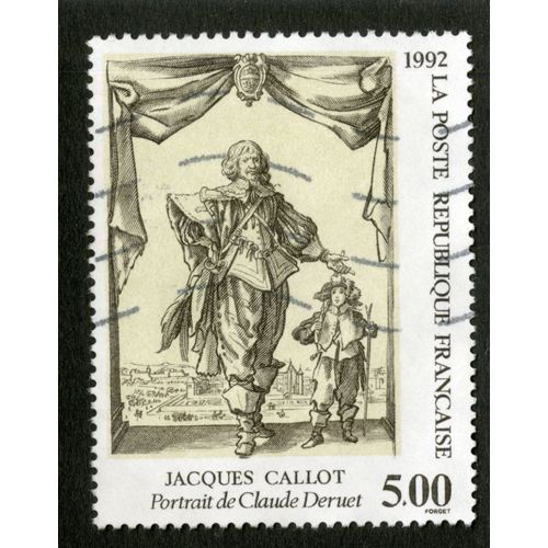 Timbre Oblitéré République Française, La Poste 1992, Jacques Callot , Portrait De Claude Deruet, 5.00