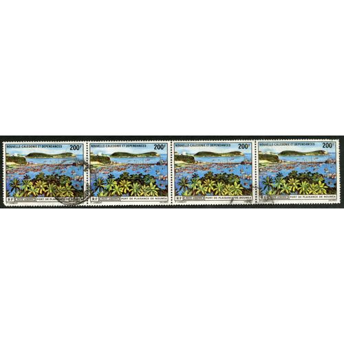 Quatre Timbres Oblitérés Nouvelle Calédonie Et Dépendances, 200 F, Rf, Poste Aérienne, Port De Plaisance De Nouméa