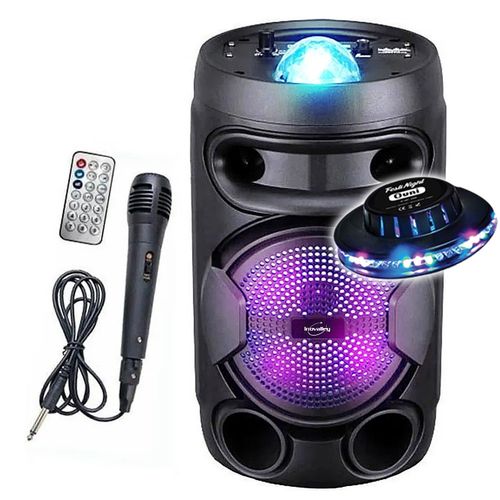 Mini enceinte mobile sur batterie INOVALLEY KA02 BOWL - 400W, USB TWS, RADIO FM, Karaoké Enfant Lumineux LED, OVNI, Soirée fête