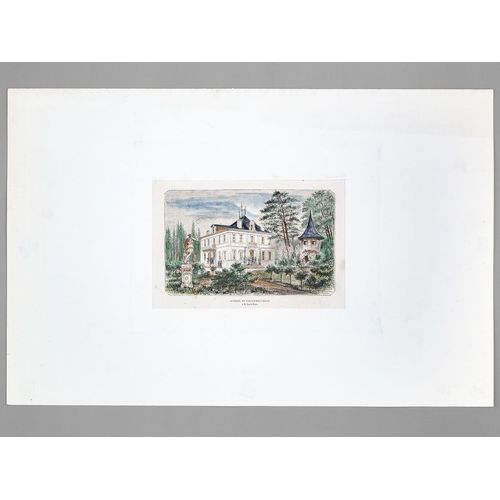 Château De Latour-Haut-Brion À M. Louis Uzac [ Gravure Originale En Couleurs ]