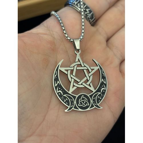 Collier Wicca Pentacle Et Lune