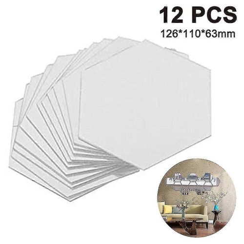 Hexagon Wall Decals, 12 Pcs Grand Amovible Acrylique Miroir Mural Autocollants Pour Maison Salon Chambre Décor