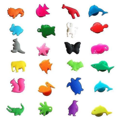 Marqueurs En Verre À Vin Ensemble De 24 Animaux Marins Terrestres Silicone Boisson Verre Charmes Étiquettes Identification Tasse Étiquettes Signes Pour Party Bar Accessoires