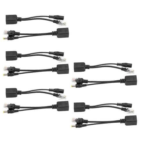 5 paires d¿injecteur d¿adaptateur de séparateur Poe d¿alimentation par Ethernet DC12V pour caméra IPBLACK