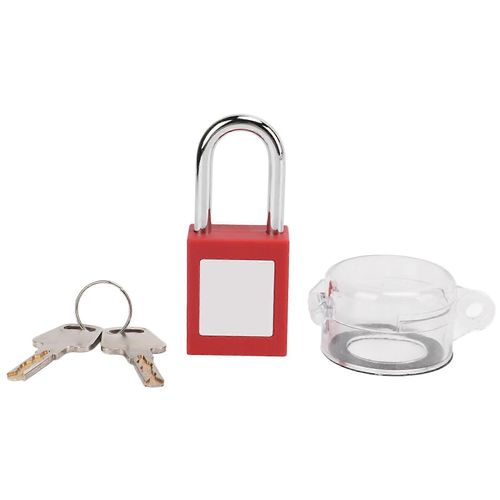 Couvercle de l¿interrupteur à bouton d¿urgence de 30 mm / 1,2 po transparent étanche à la poussière avec cadenas rouge de 38 mm pour l¿industrie chimique