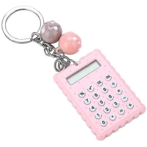 Mini calculatrice portable avec porte-clés, élégante et créative mignonne trousseau de style cookie, calculatrice de poche à affichage à 8 chiffres