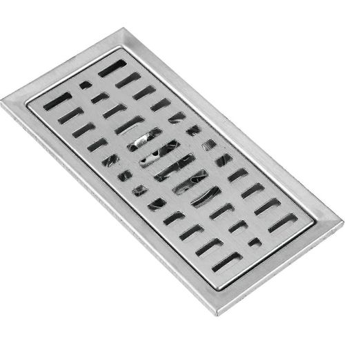 Drain de sol, rectangle en acier inoxydable drain de sol salle de bain douche grille de déchets de cuisine, 20x10cm