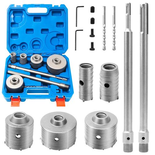 ChenQuanSarl-9Pcs Scie Trépan Carotteuse À Sec Scie Cloche À Béton Coupe Trou Mur 30Mm 40Mm 65Mm 80Mm 100Mm Foret Pierre Avec Adaptateur Sds Plus Sds Et Foret De Centrage Pour Ciment, Brique, Pierre,