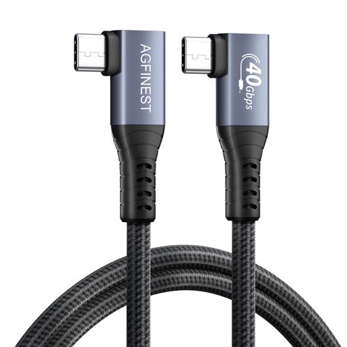 CLICKSELL-Câble Usb 4, Câble Thunderbolt 4 À Angle Droit, Câble Usb C Usb C Prend En Charge Le Transfert De Données À 40 Gb/S / Charge Rapide À 100 W/Vidéo 8 K À 60 Hz Compatible Avec Tous Les Appare