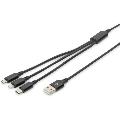 CLICKSELL-Câble De Recharge Usb-1.0 M-Usb A ( Mâle ) Vers Lightning ( Mâle ), Usb Micro B ( Mâle ), Usb C ( Mâle )-Câble De Connexion-Noir