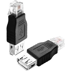 CLICKSELL-Lot De 2 Adaptateurs Rj11 Vers Usb - Ligne Téléphonique 6P4C Mâle Vers Usb A Femelle - 4 Broches - Interface Téléphonique Pour Modem De Télécopieur