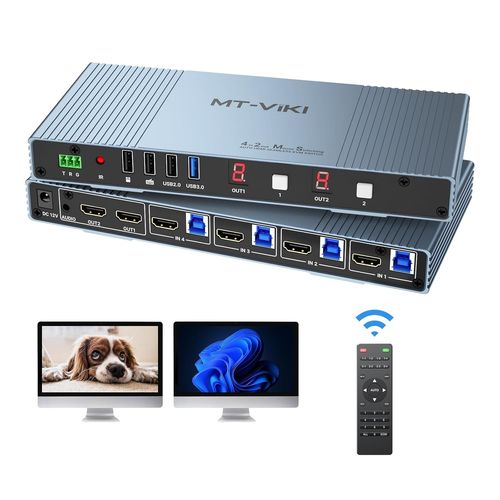 CLICKSELL-Commutateur Kvm Hdmi 4K 4 Pc 2 Moniteurs Sans Couture Avec Commutateur De Souris & Audio 3,5 Mm & Télécommande Ir 4K @ 30Hz Edid+Hotkey+Rs232