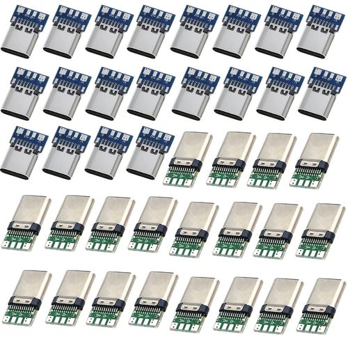CLICKSELL-40 Pièces Connecteur Usb C À Souder,Usb C Encastrable Connecteur, Usb 3.1 Type C Connecteur 24 Broches Mâle Femelle Pour Souder Module De Support Carte Pcb De Fil