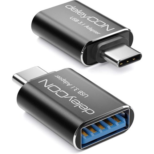 CLICKSELL-Usb-C Vers Usb Adapter 5 Gbit/S (2 Pièces) - Mobile Otg Adaptateur Thunderbolt Pour Iphone 16 15, Galaxy S25/S24, Macbook, Ipad, Imac, Surface, Notebook, Pc, Laptop, Tablet, Noir
