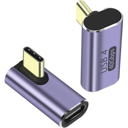 CLICKSELL-Adaptateur Usb 4 Usb-C Mâle Vers Usb-C Femelle 90° M/F, Ultra Vitesse 40 Gbit/S, Connecteur Usb Type-C, Aluminium, Couleur Gris Sidéral