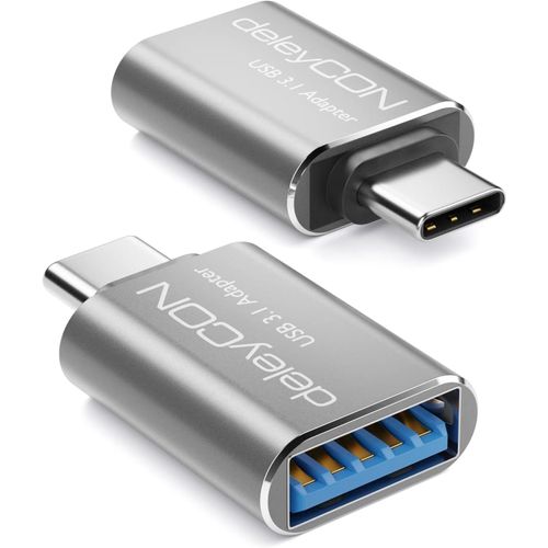 CLICKSELL-Usb-C Vers Usb Adapter 5 Gbit/S (2 Pièces) - Mobile Otg Adaptateur Thunderbolt Pour Iphone 16 15, Galaxy S25/S24, Macbook, Ipad, Imac, Surface, Notebook, Pc, Laptop, Tablet, Argent