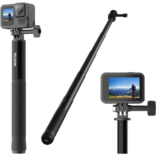 CLICKSELL-90Cm/ 35.2"" Perche À Selfie Pour Gopro 13 12 11 10 9, Dji Osmo Action 5 Pro 4 3, Insta360 X5 X4 X3 Ace Pro, Perche Pour Selfiestélescopique Portable Avec Adaptateur, Pour Extérieur Voyage