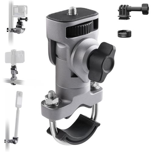 CLICKSELL-Caplock U-Bolt Mount Support En Alliage D'Aluminium Pour Insta360 X5, 2 Blocs D'Amortissement Filetage 1/4"" Pour Gopro/Dji Osmo Pocket/Osmo Action/Akaso Et Autres Accessoires Caméra D'Actio