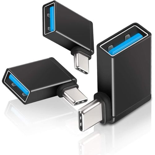 CLICKSELL-Adaptateur Usb C Vers Usb À Angle Droit (Lot De 3), Convertisseur 90 Degrés Us C Vers Usb 3.0,Adaptateur Thunderbolt 3 Vers Usb A Femelle,Support Type C Otg Pour Macbook Pro, Ipad Pro