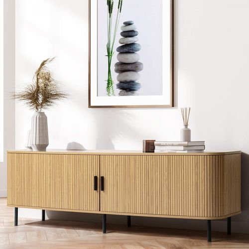 Meuble Tv 2 Portes Coulissantes Uh10877 Callix Mdf Lattes Chêne L.180 Cm (Lorikeet Living)