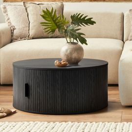 Table Basse Ronde 80 Cm Uh11081 Callix Mdf Lattes Coloris Chêne Noir (Lorikeet Living)