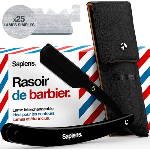 Kgabery-Barbershop Rasoir Barbe Homme-Rasoir Coupe Choux Barbe+25 Demi-Lames De Rasoir Barbier+Pochette De Transport-Rasoir De Barbier À Lame Interchangeable-Straight Razor 