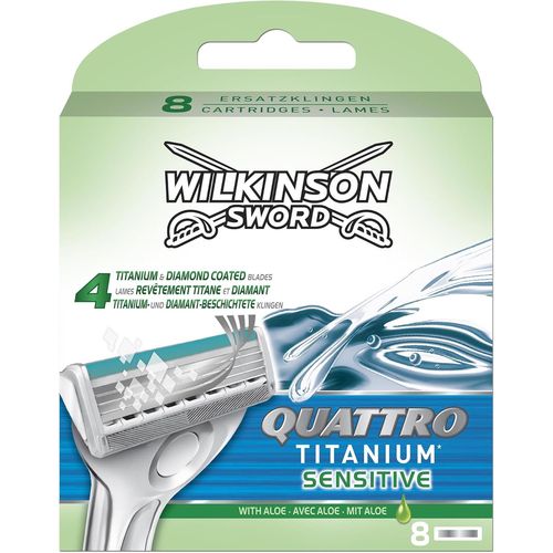Kgabery-Wilkinson-Quattro Titanium Sensitive-Lames De Rasoir Pour Homme-Pack De 8 
