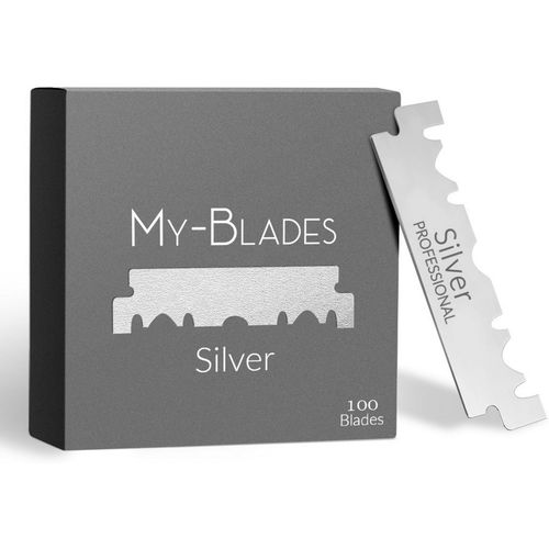 Kgabery-Silver-Lot De 100 Lames De Rasoir À Simple Tranchant En Acier Trempé Allemand,Demi-Lames Pour Rasoir Et Shavette 