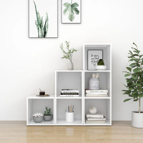 Vidaxl Ensemble De Meubles Tv 3 Pcs Blanc Bois D'ingénierie