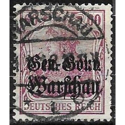 Pologne, Occupation Allemande 1916, Beau Timbre Yvert 16, Type Germania Surchargé 'Gen-Gouv. Warschau' - 60 Pfg Lilas, Oblitéré, Tbe.